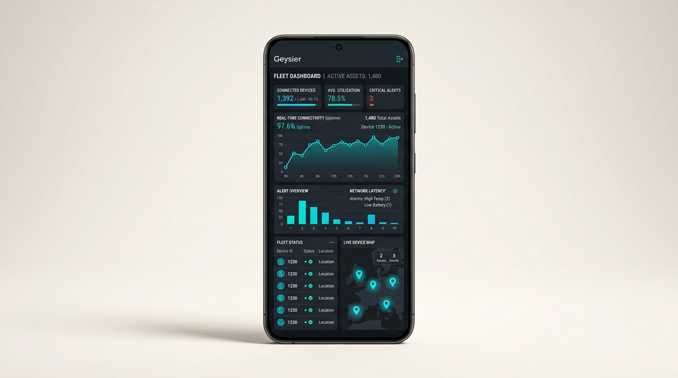 Geysier IoT-dashboard på iPhone