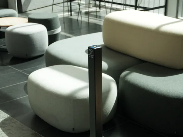 Geysier dispenser beside the lounge seating at Codanhus