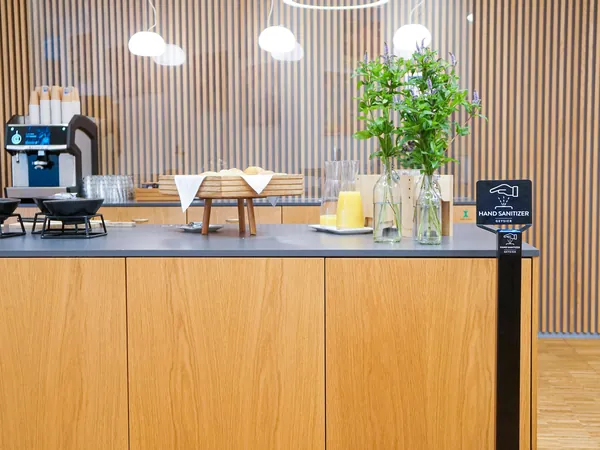 Geysier dispenser at a canteen counter serviced by ISS